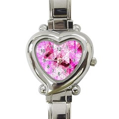 Pink Abstract Lineart Heart Italian Charm Watch