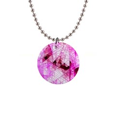 Pink Abstract Lineart 1  Button Necklace by Maspions