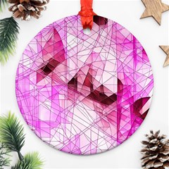 Pink Abstract Lineart Round Ornament (two Sides)