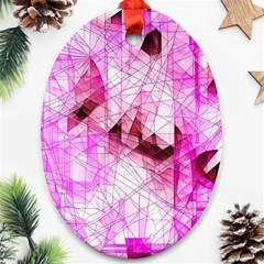 Pink Abstract Lineart Oval Ornament (two Sides)