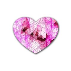 Pink Abstract Lineart Rubber Heart Coaster (4 Pack)