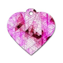 Pink Abstract Lineart Dog Tag Heart (one Side)