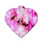 Pink Abstract Lineart Dog Tag Heart (Two Sides) Front