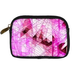 Pink Abstract Lineart Digital Camera Leather Case