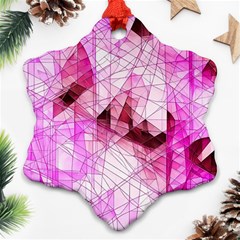 Pink Abstract Lineart Snowflake Ornament (two Sides)