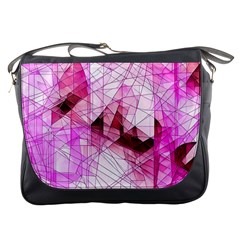 Pink Abstract Lineart Messenger Bag by Maspions