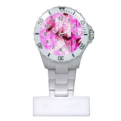 Pink Abstract Lineart Plastic Nurses Watch