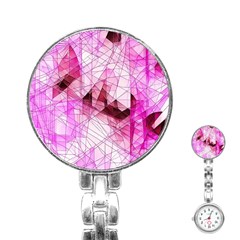 Pink Abstract Lineart Stainless Steel Nurses Watch by Maspions