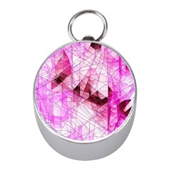 Pink Abstract Lineart Mini Silver Compasses