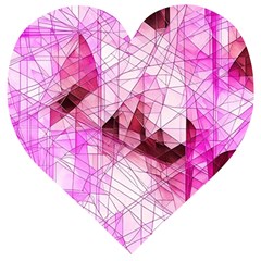 Pink Abstract Lineart Wooden Puzzle Heart by Maspions