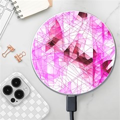 Pink Abstract Lineart Wireless Fast Charger(white) by Maspions