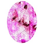 Pink Abstract Lineart UV Print Acrylic Ornament Oval Front