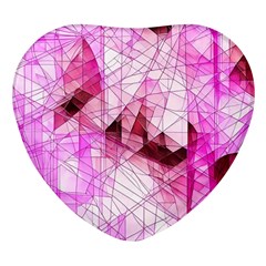 Pink Abstract Lineart Heart Glass Fridge Magnet (4 Pack)