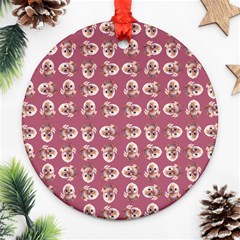 Whimsy Chickens Pattern Ornament (round) by dflcprintsclothing