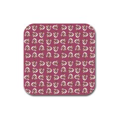 Whimsy Chickens Pattern Rubber Square Coaster (4 Pack) by dflcprintsclothing