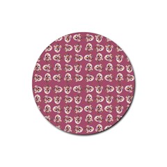 Whimsy Chickens Pattern Rubber Round Coaster (4 Pack) by dflcprintsclothing