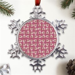 Whimsy Chickens Pattern Metal Large Snowflake Ornament by dflcprintsclothing