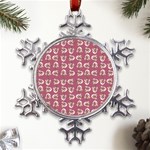 Whimsy Chickens Pattern Metal Large Snowflake Ornament Front