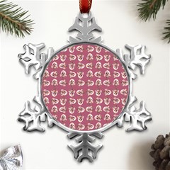 Whimsy Chickens Pattern Metal Small Snowflake Ornament by dflcprintsclothing