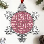 Whimsy Chickens Pattern Metal Small Snowflake Ornament Front