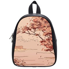 Pastel Nature , Art, Blue, Cute, Nature, Pink School Bag (small) by kyorashop23