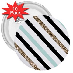 Pattern, Black, Blue, Gold, Lines, Stripes 3  Buttons (10 Pack)  by kyorashop23