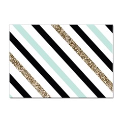 Pattern, Black, Blue, Gold, Lines, Stripes Sticker A4 (100 Pack) by kyorashop23