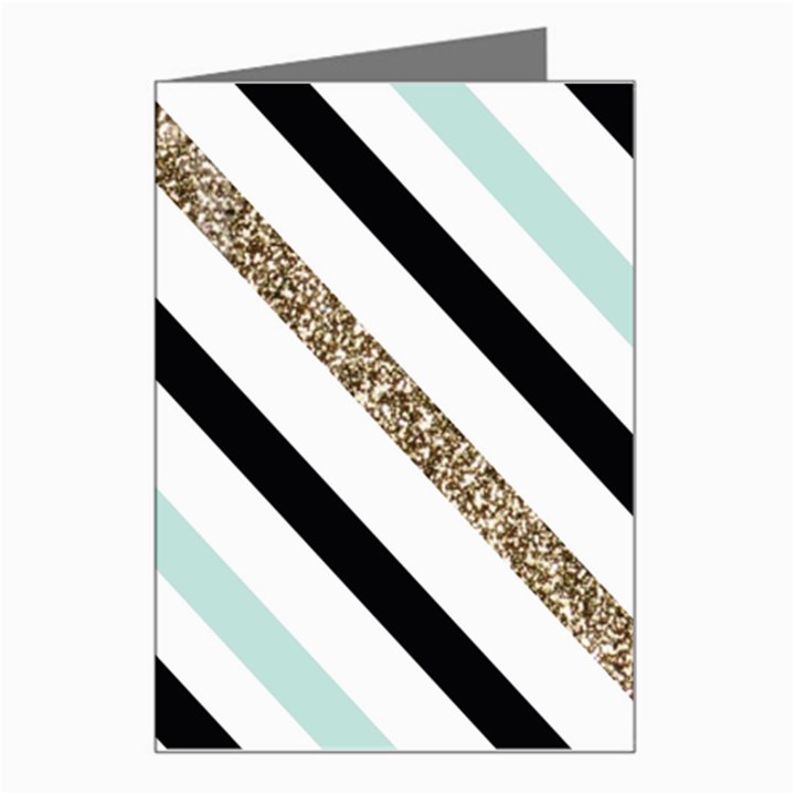 Pattern, Black, Blue, Gold, Lines, Stripes Greeting Card