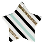 Pattern, Black, Blue, Gold, Lines, Stripes Star Ornament (Two Sides) Back