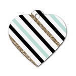 Pattern, Black, Blue, Gold, Lines, Stripes Dog Tag Heart (Two Sides) Front