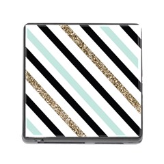 Pattern, Black, Blue, Gold, Lines, Stripes Memory Card Reader (square 5 Slot) by kyorashop23