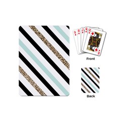 Pattern, Black, Blue, Gold, Lines, Stripes Playing Cards Single Design (mini)