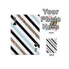 Pattern, Black, Blue, Gold, Lines, Stripes Playing Cards 54 Designs (mini)