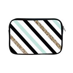 Pattern, Black, Blue, Gold, Lines, Stripes Apple Ipad Mini Zipper Cases by kyorashop23