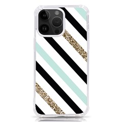 Pattern, Black, Blue, Gold, Lines, Stripes Iphone 14 Pro Max Tpu Uv Print Case by kyorashop23