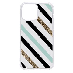 Pattern, Black, Blue, Gold, Lines, Stripes Iphone 13 Pro Max Tpu Uv Print Case by kyorashop23