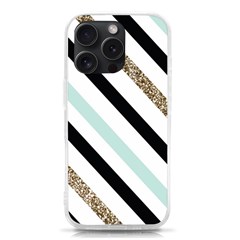 Pattern, Black, Blue, Gold, Lines, Stripes Iphone 15 Pro Tpu Uv Print Case by kyorashop23