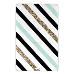 Pattern, Black, Blue, Gold, Lines, Stripes Name Card Style Usb Flash Drive by kyorashop23