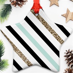 Pattern, Blue, Gold, Lines, Stripes Ornament (star)