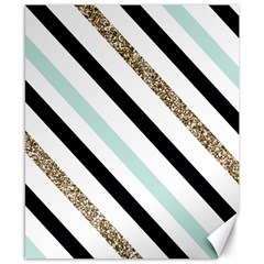 Pattern, Blue, Gold, Lines, Stripes Canvas 8  X 10  by kyorashop23