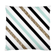 Pattern, Blue, Gold, Lines, Stripes Standard Cushion Case (two Sides) by kyorashop23