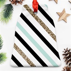 Pattern, Blue, Gold, Lines, Stripes Ornament (bell)