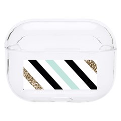 Pattern, Blue, Gold, Lines, Stripes Hard Pc Airpods Pro Case by kyorashop23