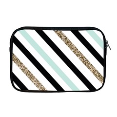 Pattern, Blue, Gold, Lines, Stripes Apple Macbook Pro 17  Zipper Case by kyorashop23