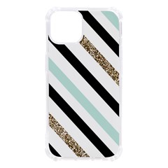 Pattern, Blue, Gold, Lines, Stripes Iphone 13 Tpu Uv Print Case by kyorashop23