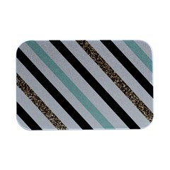 Pattern, Blue, Gold, Lines, Stripes Open Lid Metal Box (silver)   by kyorashop23