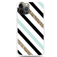 Pattern, Blue, Gold, Lines, Stripes Iphone 12 Pro Max Tpu Uv Print Case by kyorashop23