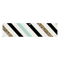 Pattern, Blue, Gold, Lines, Stripes Banner And Sign 4  X 1  by kyorashop23