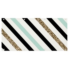 Pattern, Blue, Gold, Lines, Stripes Banner And Sign 8  X 4  by kyorashop23