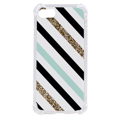 Pattern, Blue, Gold, Lines, Stripes Iphone Se by kyorashop23